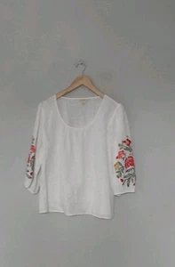 Top para mujer Seasalt - Top blanco bordado trigo - Regular - Tiza 10 QVC. - Imagen 1 de 5