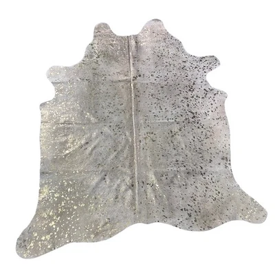 Alfombra de cuero de vaca dorado metálico tamaño: 7x6 pies Y-144 Foto 1 de 4