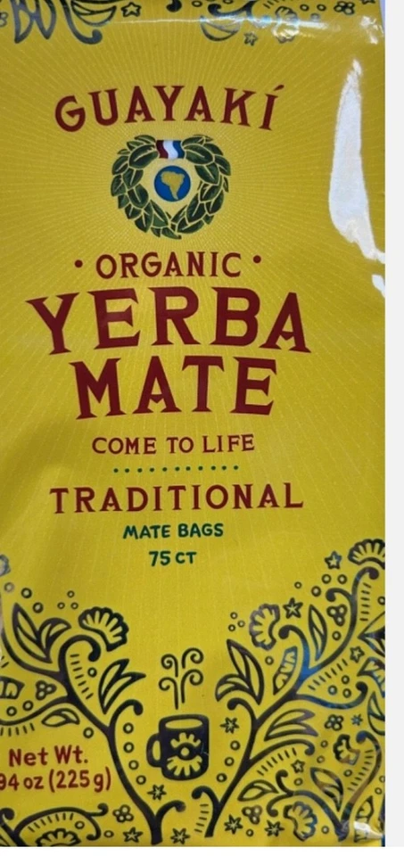 Erva-mate Guayaki, dose única tradicional orgânica, 7,9 onças (75 saquinhos de chá... - Imagem 1 de 4