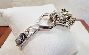 Vintage John Hardy 18K Y. Gold & Sterling Silber Naga Armreif mit Saphir Augen - Bild 1 von 15