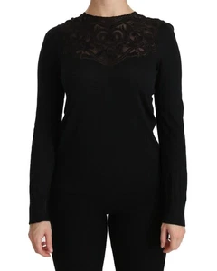 Dolce & Gabbana LaceDetailed Wool Knit Sweater Women Black - Picture 1 of 7