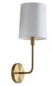 SAFAVIEH Sconce Wall Lighting Modern Gold Brass with Fabric Shade Includes Bulb - Picture 1 of 6