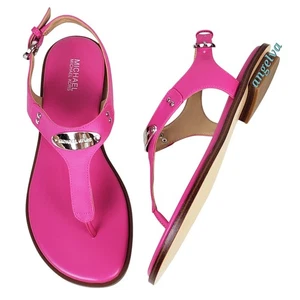Michael Kors plate thong sandals pink silver signature summer designer vacation - Picture 1 of 11