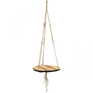 Pflanzenschaukel Hängeregal Holz Makramee Jute Seil Hängeampel Ø34cm L84cm - Bild 1 von 4