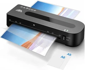 A4 Schwarz Laminiergerät mit 10 Laminierfolien Laminiermaschine For School Home - Bild 1 von 8
