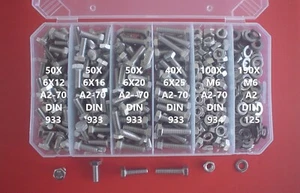 480 M6 SECHSKANTSCHRABEN SORTIMENT DIN 933 V2A-70 A2 EDELSTAHL +U.+MU.+BOX (1) - Bild 1 von 1
