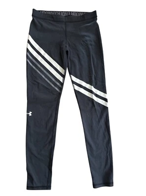Under Armour Fitted Leggings Womens M Black 28" Striped - Image 1 of 4