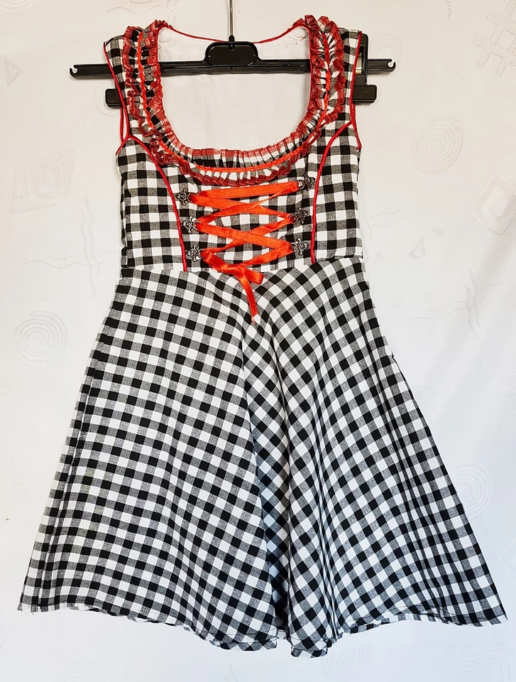 DRESS VINTAGE TRACHTEN OKTOBERFEST DIRNDL TYROL PLAID GIRL-SIZE:US 7/EU 122 - Image 1 of 4