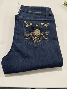 Twinkle Jeans Womens 5 ￼low Rise Straight Cut Beaded Pockets Pants - Picture 1 of 12