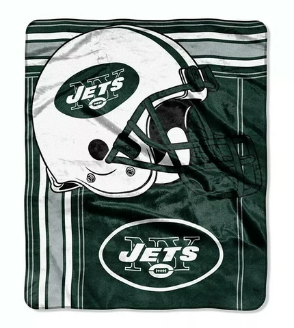 NEW YORK JETS NFL "Touchback" Plush Raschel Throw, Multi Color, 50" x 60" Cover
