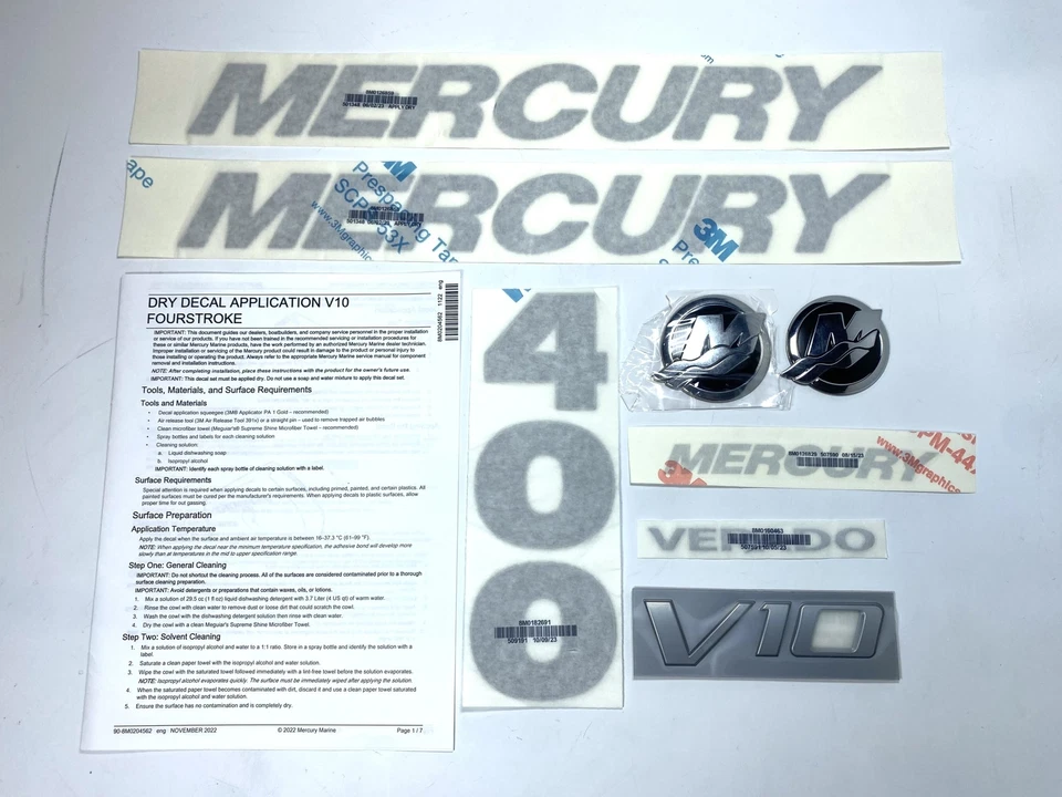-NUEVO- Mercury Marine 37-8M0204797, Juego de calcomanías adhesivas - 400 HP, OEM Foto 1 de 4