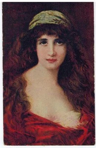Vintage H.G. Zimmerman & Co. Chicago Postcard Beautiful Portrait Brunette In Red - Picture 1 of 2