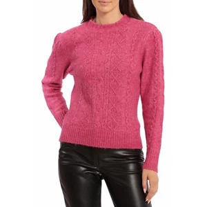 Avec Les Filles Women's Cable-Knit Pullover Sweater Pink M B4HP - Picture 1 of 3