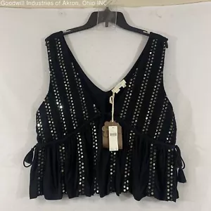 NWT Forever That Girl Black Women's Sequined Sleeveless Top, Sz. L - Picture 1 of 3