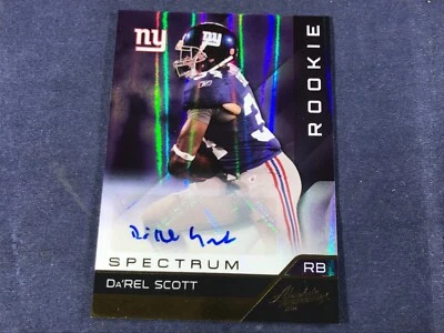N3-76 FOOTBALL CARD - Da’REL SCOTT GIANTS ROOKIE - 2011 PANINI - AUTOGRAPHED - Image 1 of 3
