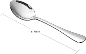Stainless Steel 12-Piece Teaspoon Set, Table Dessert Spoons set for 12 (Silver 6 - Picture 1 of 7