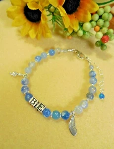 Sterling Silber BE Armband Musik Blatt Blau Achat Edelsteine Neu Made in USA - Bild 1 von 5