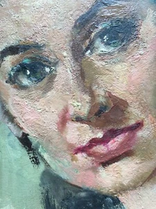 signé DUBOIS : Portrait Huile sur papier visage femme Paris France - Picture 1 of 8