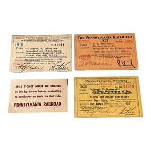 Pennsylvania Railroad Eastern Line Ticket Pass 1919 1920 1927 Vintage Lot of 4 - Picture 1 of 9