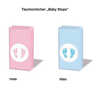 AMBIENTE® 10 Papier Taschentücher Babyfüße Baby Füße Steps Girl Boy Gastgeschenk Taufe Geb