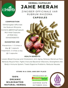 {idHerb} CAPSULE JAHE MERAH - ZINGIBER OFFICINALE VAR RUBRUM RHIZOMA NATURAL - Picture 1 of 4