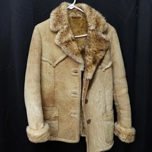 SELTENE Vintage Knight Tailors Ltd hellbraune Lammfelljacke Damengröße 14 - Bild 1 von 19