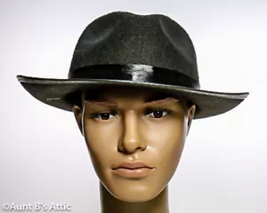 Fedora Hat 20's-30's Style Black Pressed Felt Mobster/Gangster Costume Hat XL - Picture 1 of 2