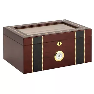 Humidor Supreme Pompeii Large Cigar Humidor Wood Box, Cherry - 100 Cigar Storage - Picture 1 of 7