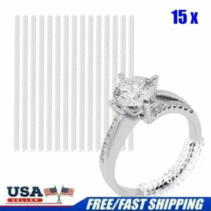 15 Pcs Ring Size Adjuster Invisible Clear Ring Sizer Jewelry Fit Reducer Guard - Picture 1 of 11