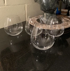 4 Riedel Crystal "O" Pattern 4 1/2" Stemless Pinot Nebbiolo / Noir Wine Glasses - Picture 1 of 10