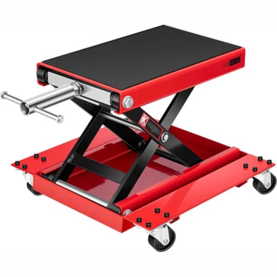 Motorcycle Scissor Jack Lift 1100 lbs Wide Deck Hoist Stand w/ Dolly Hand Crank - Image 1 of 4