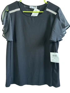 Blusa Decorativa 89th Madison S/S Negra con Estrás Talla Grande - Imagen 1 de 6