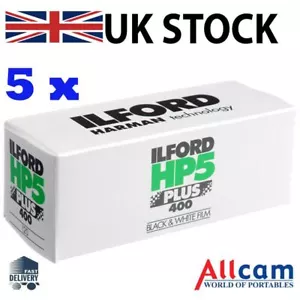 5er-Pack: Ilford HP5 Plus 400 Size120 ISO400 schwarz & weiß Negativfilm, neu - Bild 1 von 1