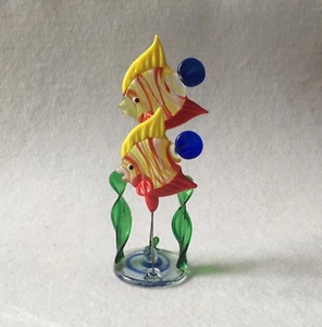 Murano Figur - Schwimmende Fische auf Sockel / Höhe : 11,8 cm - Bild 1 von 6