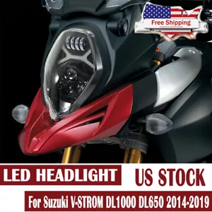 LED Motorcycle Headlamp Hi-Low For Suzuki V-STROM 650 1000 DL1000 DL650 14-19 - Picture 1 of 11