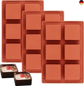 Socluer 3 Stück Brownie Backform, 6 Hohlräume Silikon Schokoladenformen, Kleine  - Bild 1 von 8