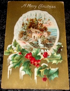 WINTER COUNTRY HOME - ANTIQUE HOLIDAY POSTCARD - CHRISTMAS -  - Picture 1 of 3