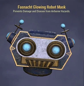 RARO Fallout 76 FO76 XBOX Fasnacht ROBOT BRILLANTE Máscara ENTREGA RÁPIDA - Imagen 1 de 1