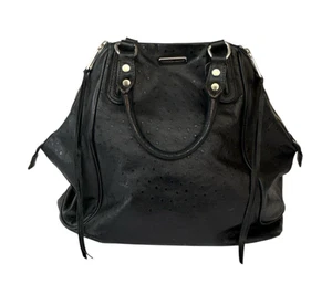 Rebecca Minkoff Handbag Satchel Bag Pocketbook Black Large Leather Fringe - Picture 1 of 10