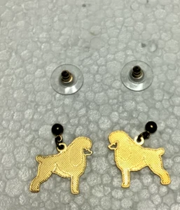 Poodle Dog Gold Tone Earrings Pierced Ear 1” - Picture 1 of 3