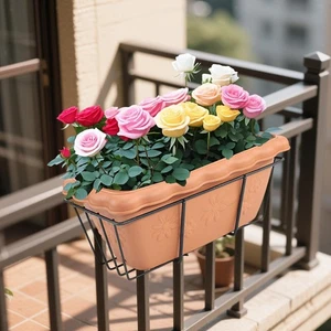 Balcony Railing Planter Flower Pot Home Decor Rail Planter Plant Holder Plant - Picture 1 of 24