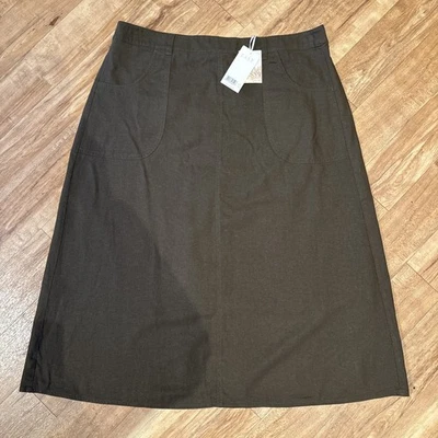 EAST John Lewis UK16 Green khaki Linen Mix A-line Skirt Lined Heavy BNWT RRP £79 - Image 1 of 4