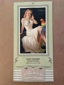 1946 PIN-UP GIRL PARROT Birds of Feather Bradshaw Crandell Calendar Akron OH #3 - Picture 1 of 7