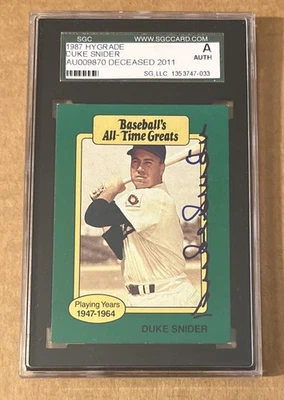 1987 Hygrade Duke Snider Signed Autographed SGC Auth - Image 1 of 3