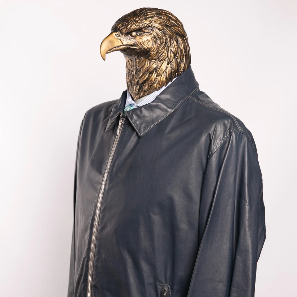 NWT $2850 CORTIGIANI LEATHER Zip Jacket Blue 46US/56IT - Image 1 of 4