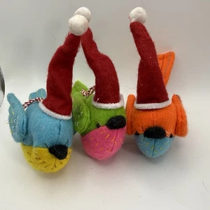 Set /3 Wondershop Christmas Holiday Felt Bird Ornament Red Santa Hat - Picture 1 of 5