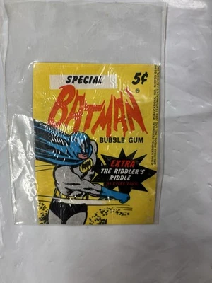 1966 Vintage HTF Batman Topps 5¢ Wax Pack Version Wrapper Rare Camera Back - Image 1 of 4