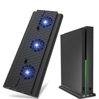 For Xbox One X Console Cooler Cooling Dock Vertical Stand W/ 3 Cooling Fan 3 USB - Image 1 of 4