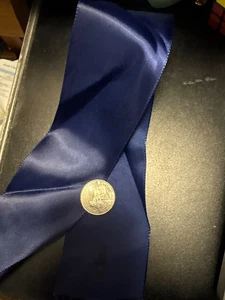 2 & 1/4" navy blue single faced satin ribbon, by the yard piece - Picture 1 of 1