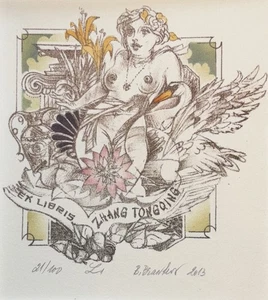 BORIS BRANKOV: Exlibris for Zhang Tongqing; 2013; in Passepartout - Foto 1 di 2